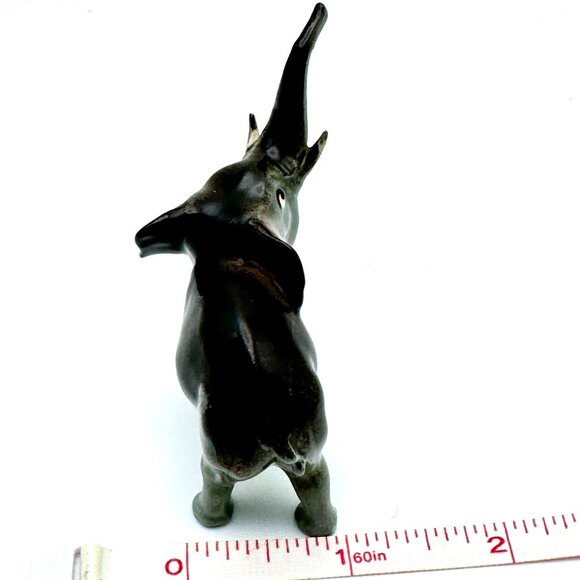 Vintage Hagen Renaker Ceramic Elephant Figurine Hand-Painted 3" Tall Gray & Pink - Picture 8 of 8